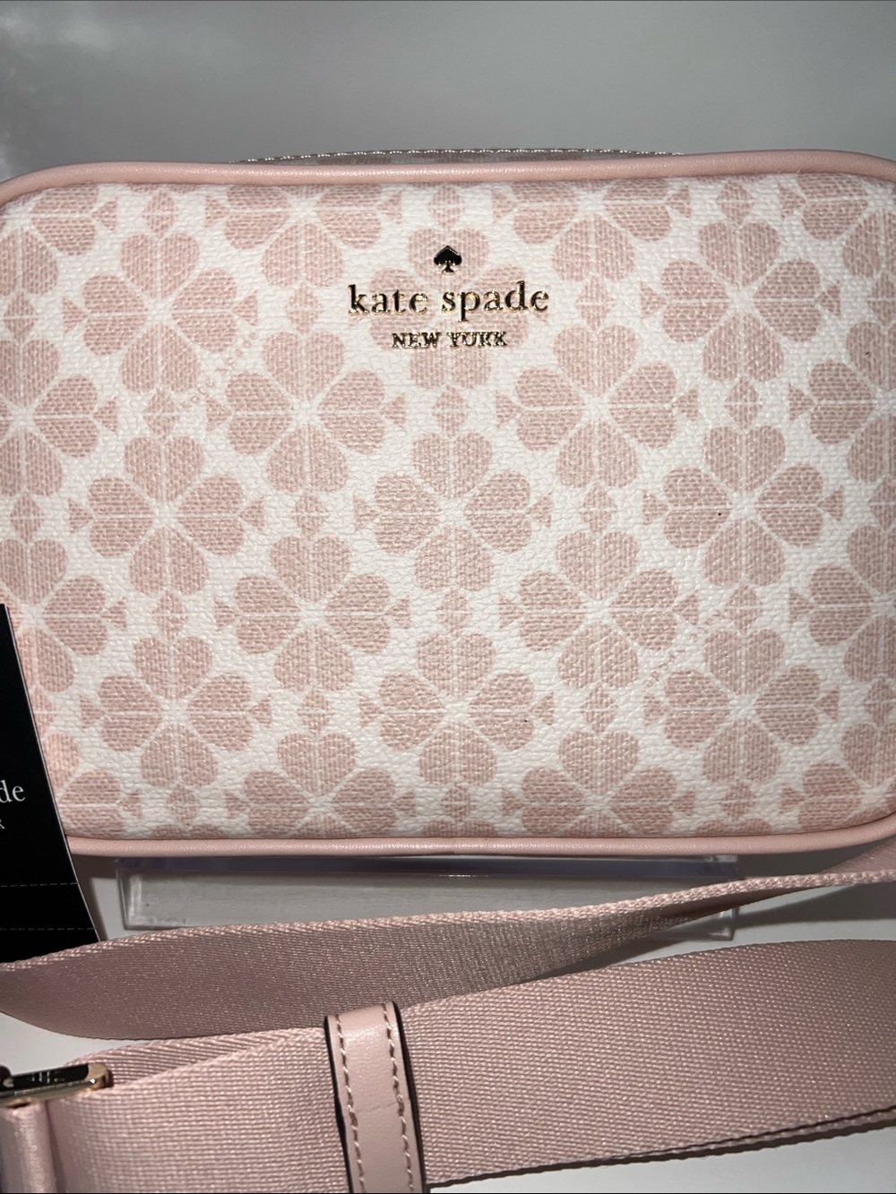kate spade blush pink floral logo camera bag